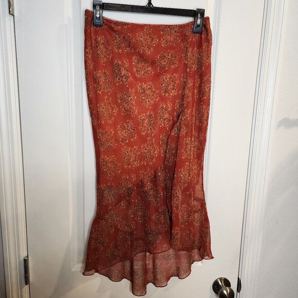 Fashion Bug VTG Y2K ruffle hem boho asymmetrical midi skirt size S - Picture 3 of 6